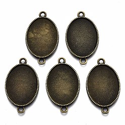 Antique Bronze Tibetan Style Oval Alloy Cabochon Connector Settings, Cadmium Free & Nickel Free & Lead Free, Antique Bronze, Tray: 25x18mm, 34x20.5x2mm, Hole: 2mm, about 370pcs/1000g