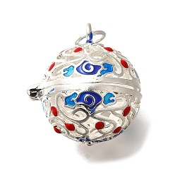 Серебро Стойка гальваническое покрытие латунная эмаль бусины клетка подвески, без кадмия и без свинца, долговечный, свиной пятачок, серебряные, 22.5x17.5x20.5 мм