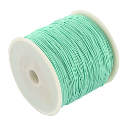 Aquamarine Braided Nylon Thread, Chinese Knotting Cord Beading Cord for Beading Jewelry Making, Aquamarine, 0.8mm, about 100yards/roll