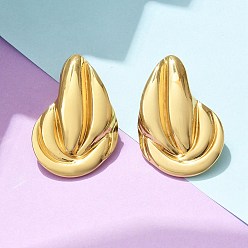 Настоящее золото 18K 304 серьги-гвоздики из нержавеющей стали для женщин, ионное покрытие (ip), самородки, реальный 18 k позолоченный, 28.5x19.5 мм