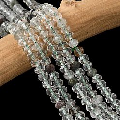 Лодолит Кварц Нити бусин из натурального зеленого кварца лодолита, граненые, рондель, 5.5~6.5x4.5 мм, отверстие : 1 мм, около 91~94 шт / нитка, 15.35'' (39 см) ~ 15.43'' (39.2 см)