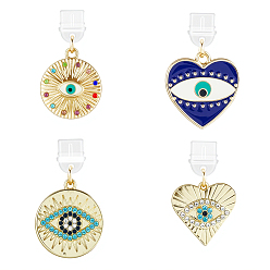 Золотой 4шт пластиковые мобильные пылезащитные заглушки, Сплав с подвесками, злые глаза, золотые, золотые, 34~38 мм