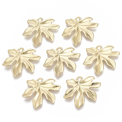 Light Gold Alloy Pendants, Leaf, Light Gold, 21x25x1.5mm, Hole: 1.6mm
