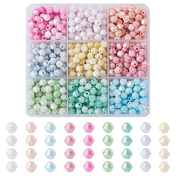 (52) Непрозрачная лаванда 9 нити 9 цвета гальваническое покрытие биконические стеклянные бусины, предотвращающее потускнение, имитация драгоценных камней, с покрытием AB цвета, граненые, разноцветные, 5.2~5.5x6~6.5 мм, отверстие : 1.5 мм, около 72~76 шт / нитка, 15.55~16.38'' (39.5~41.6 см)