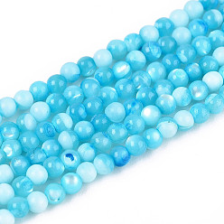 Темно-Голубой Нити бусин из окрашенных натуральных ракушек трохид/трохус, круглые, глубокое синее небо, 2x1.7 мм, отверстие : 0.3 мм, около 225~229 шт / нитка, 15.04~15.35'' (38.2~39 см)