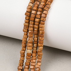 Деревянный Кружевный Камень Натуральный желтый дерево кружева камень бусины пряди, граненые, шестиугольник, 4x4x2~2.5 мм, отверстие : 0.9 мм, около 156 шт / нитка, 15.24'' (38.7 см)