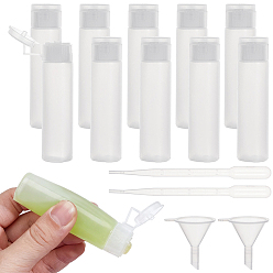 Прозрачный 10шт. полиэтиленовых пластиковых многоразовых дорожных бутылочек, с колпачком, колонка, в комплекте: 2 пластиковая пипетка и 2 воронка, прозрачные, 2.35x2.1x8.2 см, емкость: 18 мл (0.61 жидких унций)