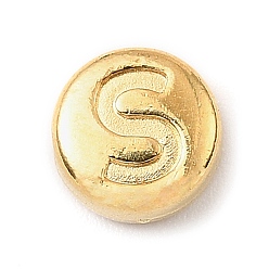 Letter S 304 из нержавеющей стали бусы, плоские круглые с буквы, золотые, Письмо с, 7x3.5 мм, отверстие : 1.7 мм