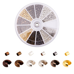 (52) Непрозрачная лаванда Латунные обжимные бусины и обжимные бусины, разноцветные, 1.5~3.2x1.5~2.2 мм, отверстие : 1 мм