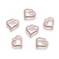Roségold 201 Edelstahl-Charms mit offenem Herzen, hohl, Roségold, 10.5x11x1 mm, Bohrung: 1.6 mm