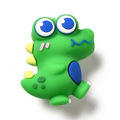 Зеленый газон Подвески из пвх в форме динозавра с большим глазом, зеленый газон, 49.5x44x25 мм, отверстие : 3 мм