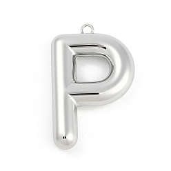 Letter P 304 подвески из нержавеющей стали, буквенное очарование, Письмо P, 38x24x7 мм, отверстие : 2.3 мм