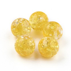 Золотистый Прозрачных бусин акриловые треск, круглые, золотые, 9.5~10x9 мм, Отверстие : 2 мм , около 950 шт / 500 г