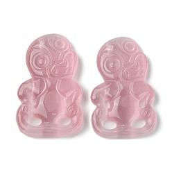 Бледно-фиолетовый Красный Большие подвески из окрашенного натурального селенита, обезьяна, бледно-фиолетовый красный, 50~51x31~31.5x7~9 мм, отверстие : 1.6~1.8 мм