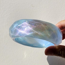 Светло-Голубой Браслеты из смолы для женщин, с блеском порошок, Небесно-голубой, внутренний диаметр: 2.44 дюйм (6.2 см)