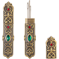 Античная Бронза Коробки для хранения игл со стразами из сплава, античная бронза, 90x17x12.5 мм