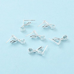 Серебро 925 зажим для зажима льда из стерлингового серебра, серебряные, 10x6x4 мм, внутренний диаметр: 5x5 мм, штифты : 0.7 мм