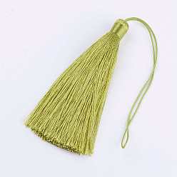 Yellow Green Nylon Thread Tassel Big Pendant Decorations, Yellow Green, 95x10mm
