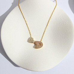 Letter D Ожерелья с подвеской в виде сердца из латуни с микропаве из прозрачного кубического циркония, золотые, Буква D, 16.14 дюйм (41 см)