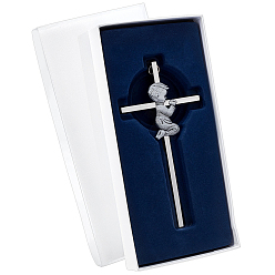 Plata Antigua De aleación de estilo tibetano colgantes grandes, Niño rezando con amuletos de cruz, plata antigua, 155x77x10 mm, agujero: 8.3 mm