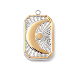 Rectangle 304 подвески из нержавеющей стали, золотые и нержавеющая сталь цвет, Прямоугольник с луной, 23x13.5x3 мм, отверстие : 1.5 мм