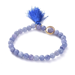 Кварц Стрейч браслеты, с бусинами из натурального кварца(крашеные), позолоченные латунные подвески, Подвеска из полиэстера, 2-1/4 дюйм (5.6 см)