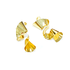 Real 18K Gold Plated Rack Plating Brass Twist Spiral Stud Earrings for Women, Cadmium Free & Lead Free, Real 18K Gold Plated, 38.5x22~23mm