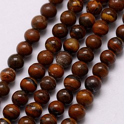 Tiger Iron Natural Tiger Iron Beads Strands, Round, 3~3.5mm, Hole: 0.7mm, about 115~125pcs/strand, 16 inch