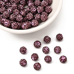 Свет Аметист Бусины со стразами, полимерная глина , pave disco бусины, класс А, круглые, п.п. 9, светлый аметист, С. 9 (1.5~1.6 мм), 6 мм, отверстие : 1.2 мм