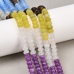 Смешанные камни Натуральные полихромные бусины из яшмы, амазонита в форме цветка, тигрового глаза, окрашенного белого нефрита, белого нефрита и лимонного нефрита., рондель, разноцветные, 6x4 мм, отверстие : 1 мм, около 95 шт / нитка, 15.31'' (38.9 см)