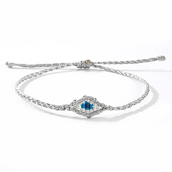 Гейнсборо Регулируемые плетеные браслеты из полиэстерового шнура от сглаза для мужчин и женщин, светло-серые, внутренний диаметр: 11 дюйм (28 см)