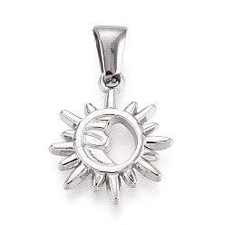 Нержавеющая Сталь Цвет 303 подвески из нержавеющей стали, талисманы солнца и луны, цвет нержавеющей стали, 17.5x15x1.8 мм, отверстие : 6.5x2.8 мм