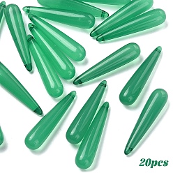 Темный Морско-зеленый 20 бусины из смолы, имитация нефрита, слеза, Топ пробуренной, темно-зеленый, 35x8 мм, отверстие : 1 мм