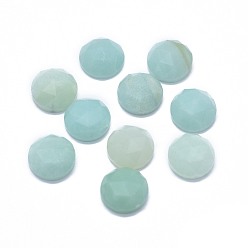 Амазонит Природные кабошонов амазонит, граненые, плоско-круглые, 7.5x3.5~4 мм