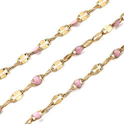 Бледно-Розовый 304 цепи натяжные нержавеющие, с эмалью, пайки, с катушкой, реальный 18 k позолоченный, розовый жемчуг, 2 мм