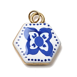 Шестиугольник Печать 304 подвески из нержавеющей стали, золотые, шестиугольник, 26x22x5 мм, Перейти кольцо: 6x1 мм, внутренний диаметр: 4.5 мм