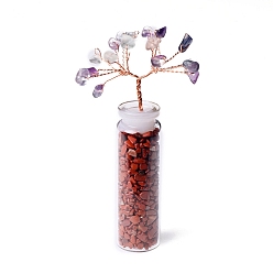 Флюорит Натуральные флюоритовые чипсы Дерево жизни украшения, банка с медной проволокой, фен-шуй энергетический камень подарок для домашнего офиса украшение рабочего стола, 100 мм