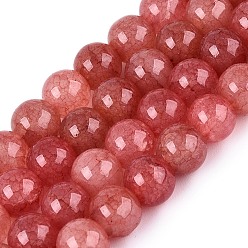 Индийский Красный Запеченная краска, потрескавшиеся стеклянные бусины, нити, бусы из искусственного камня, круглые, Индийская красная, 8~8.5 мм, отверстие : 0.9~1.2 мм, около 100~108 шт / нитка, 29.33~31.30 дюйм (74.5~79.5 см)