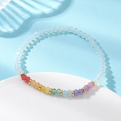 Смешанные камни Браслеты из чакра-опалита и окрашенного натурального малайзийского нефрита для женщин, рондель, с латунной бисера, реальный 18 k позолоченный, бусина : 4.5x3.5 mm, внутренний диаметр: 2.20 дюйм (5.6 см)