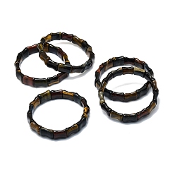 Tiger Eye Natural Tiger Eye Rectangle Beaded Stretch Bracelet, Gemstone Jewelry for Women, Inner Diameter: 2-1/8~2-1/4 inch(5.5~5.7cm)