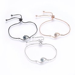 (52) Непрозрачная лаванда Регулируемые латунные браслеты из микропаве из циркония и боло, слайдерные браслеты, злые глаза, разноцветные, 10-1/4 дюйм (26 см), 1.2 мм