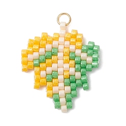 (52) Непрозрачная лаванда Подвески из стеклянных бусин в виде кленовых листьев, с 304 кольцом из нержавеющей стали, реальный 18 k позолоченный, разноцветные, 24.5x21x2 мм, отверстие : 2.5 мм