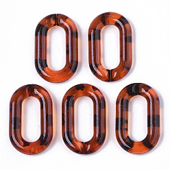 Chocolate Transparent Acrylic Linking Rings, Quick Link Connectors, Imitation Leopard Skins Pattern, for Cable Chains Making, Oval, Chocolate, 38x23x6.5mm, Inner Diameter: 25x10mm