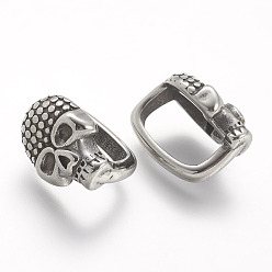 Antik Silber Farbe 304 Edelstahl Diacharme, Schädel, Antik Silber Farbe, 15.5x11x13 mm, Bohrung: 7x12 mm