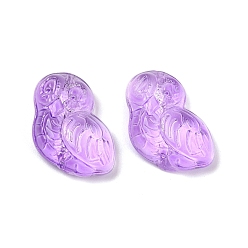 Темная Орхидея Прозрачные стеклянные бусины, сова, спекающийся лак, темные орхидеи, 18x14.5x6.5 мм, отверстие : 1.2 мм