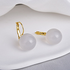 Белый Дым Круглые серьги-кольца из латуни со смолой, реальный 14 k позолоченный, серый, 29.5x16.5 мм