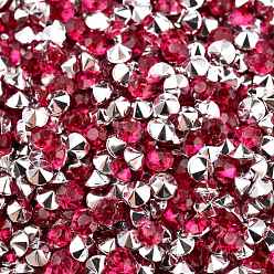 Средний Фиолетово-красный Имитация taiwan акриловый горный хрусталь указал назад кабошоны, граненые, алмаз, средне фиолетовый красный, 3x2 мм