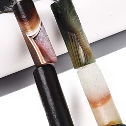 Седло Коричневый Природный агат бисер нитей, окрашенная и подогревом, матовые, колонка, седло коричневый, 36.5~40.5x12~13 мм, отверстие : 2.5~4 мм, около 8 шт / нитка, 12.20 дюйм (31 см)