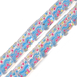 Темно-Голубой Бугорчатые прозрачные стеклянные бусины, бусины ручной работы, с эмалью, треугольной призмы, глубокое синее небо, 12x9.5~10x9~9.5 мм, отверстие : 1 мм, около 30 шт / нитка, 14.21'' (36.1 см)