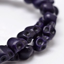 Прусский Синий Окрашенные синтетические бирюзовые бусины, череп, берлинская лазурь, 8x6x7 мм, отверстие : 1 мм, около 48~49 шт / нитка, 15.3~15.5 дюйм